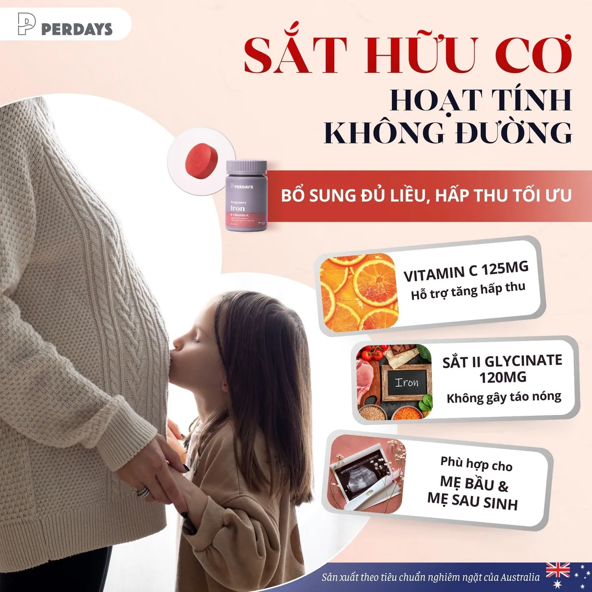sắt II hữu cơ kết hợp vitamin C phù hợp cho mẹ bầu