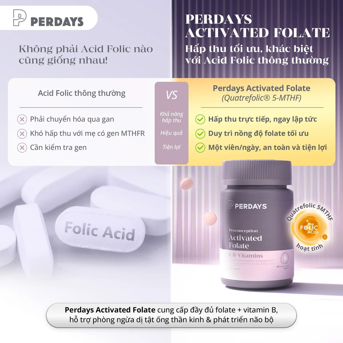 folate hoạt hóa tối ưu hấp thu cho mẹ bầu