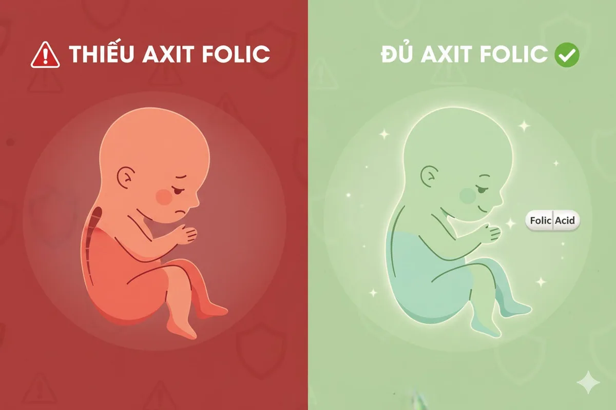 thiếu axit folic khi mang thai ảnh hưởng đến sự phát triển thai nhi
