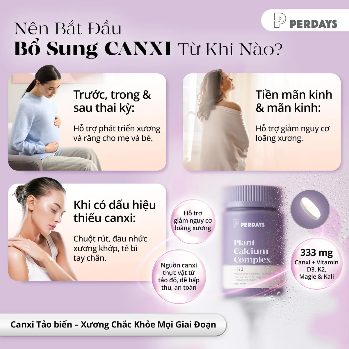 Mẹ sau sinh cần bổ sung canxi để tránh đau lưng và suy giảm mật độ xương